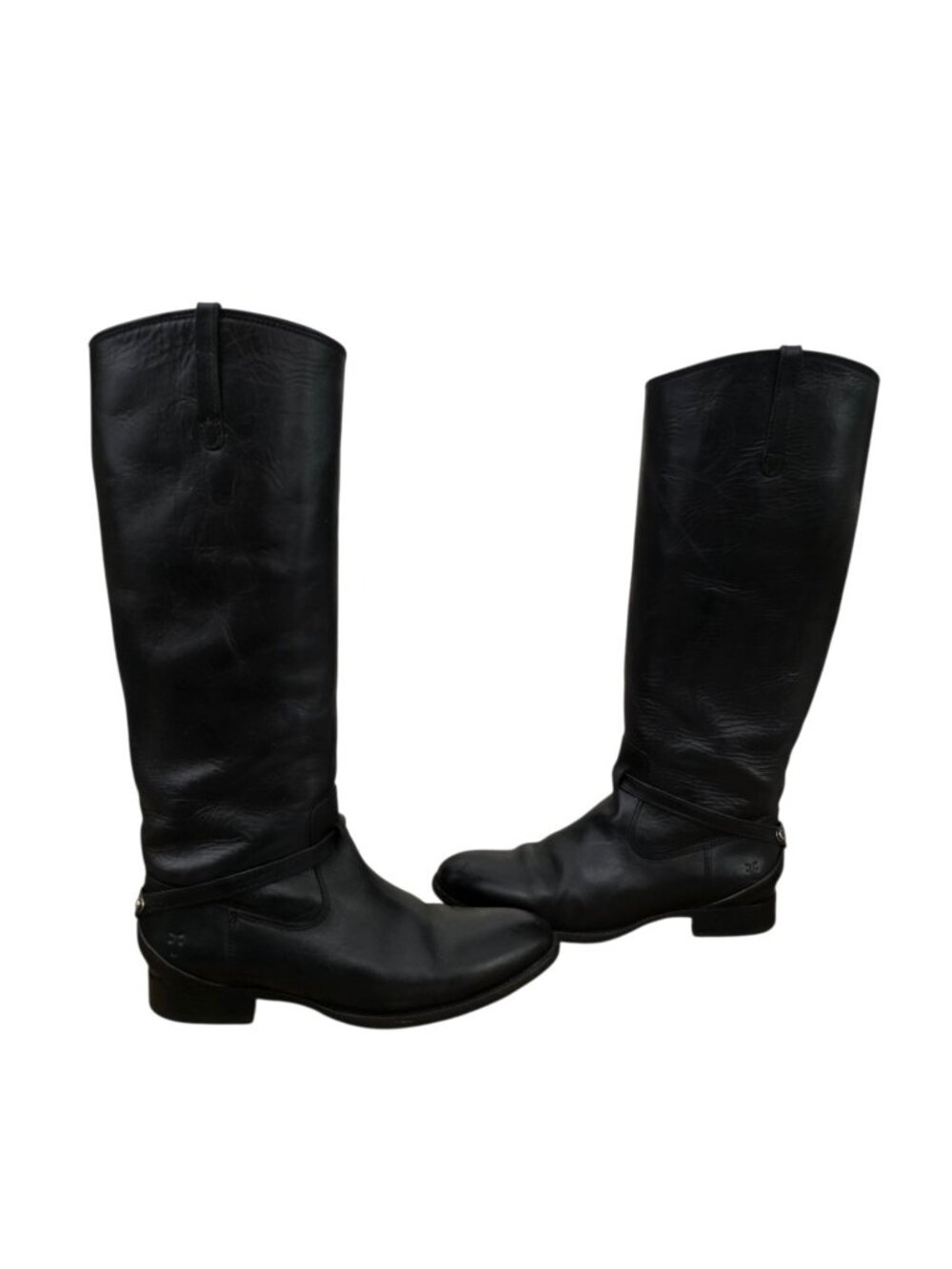Frye Lindsay Plate Tall Knee High Leather Boots Black 8.5
